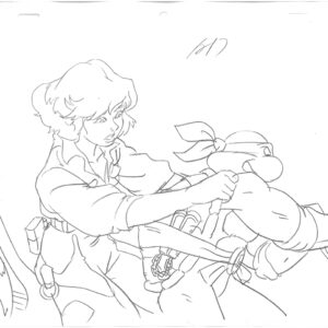 3 TMNT Original Production Drawings - Featuring April & Michelangelo - Image 2