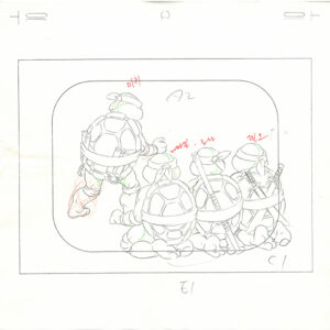4 TMNT Original Production Drawings - Featuring Leonardo, Donatello, Raphael & Michelangelo - Image 4