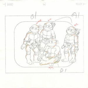 4 TMNT Original Production Drawings - Featuring Leonardo, Donatello, Raphael & Michelangelo - Image 5