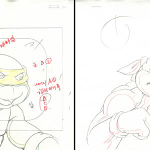 2 TMNT Original Production Drawings - Featuring Michelangelo