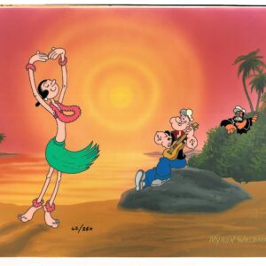 Popeye - SIGNED Myron Waldman Hand-Painted Cel - Dancing on the Beach