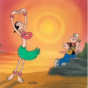 Popeye - SIGNED Myron Waldman Hand-Painted Cel - Dancing on the Beach - Image 5