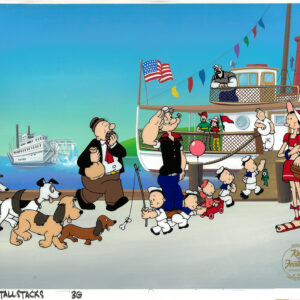 Popeye, Nephews and Gang L.E. Sericel - Tallstacks - MASTER Hand-Painted Background