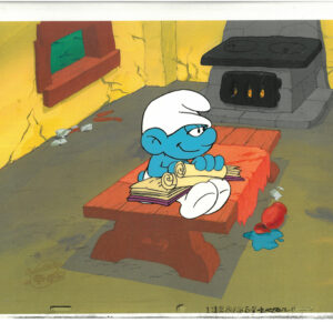 A Smurfs Original Production Cel of Clumsy Smurf with Official Hanna-Barbera Seal
