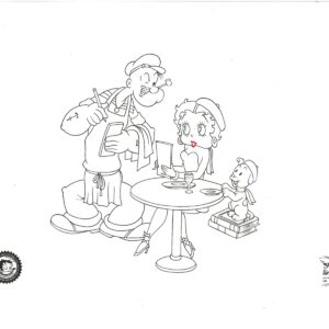 Popeye & Betty Boop - Today's Special- Hand-Painted Prototype Cel with MASTER Hand-Painted Background and Character Line Cel - Image 4