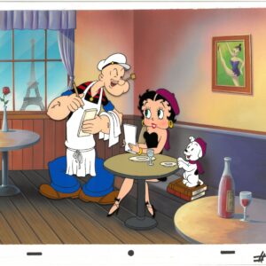Popeye & Betty Boop - Today's Special- Hand-Painted Prototype Cel with MASTER Hand-Painted Background and Character Line Cel