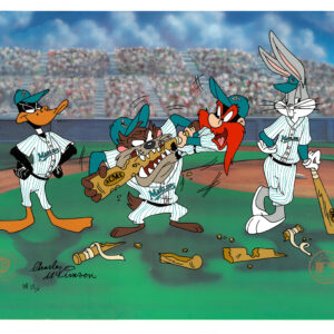 Bugs Bunny- Signed Charles McKimson -Hand Painted MLB 16-Field Cel -Florida Marlins