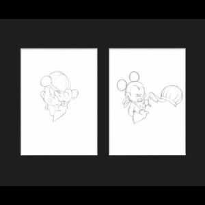 2 Mickey Mouse Original Production Drawings from Toot-N-Go- Framed - Image 1