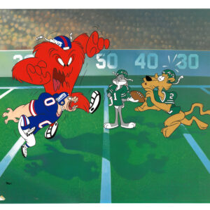 Bugs Bunny- Hand Painted Prototype with Drawing NFL 16-Field Cel -Giants vs Jets- Warner Bros.