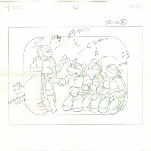 6 TMNT Original Production Drawings - Featuring Leonardo, Donatello, Raphael & Michelangelo - Image 7