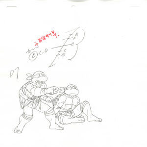 3 TMNT Original Production Drawings - Featuring April, Leonardo, Donatello, Raphael & Michelangelo - Image 3