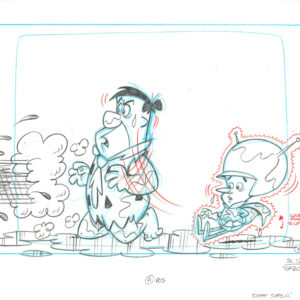 Flintstones -2 Signed Original Fred Production Drawings- Episode Gazoo