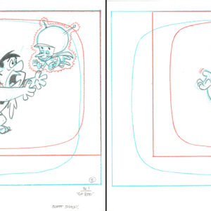 Flintstones -2 Signed Original Fred Production Drawings- Episode Gazoo