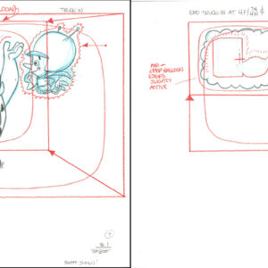 Flintstones -2 Signed Original Fred Production Drawings- Episode Gazoo
