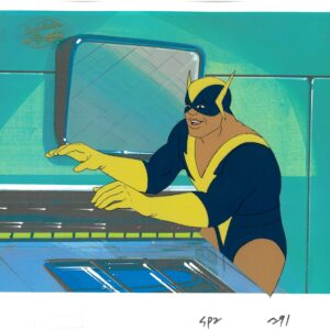 Super Friends Original Production Cel featuring Black Vulcan - Hanna-Barbera Seal (1985)